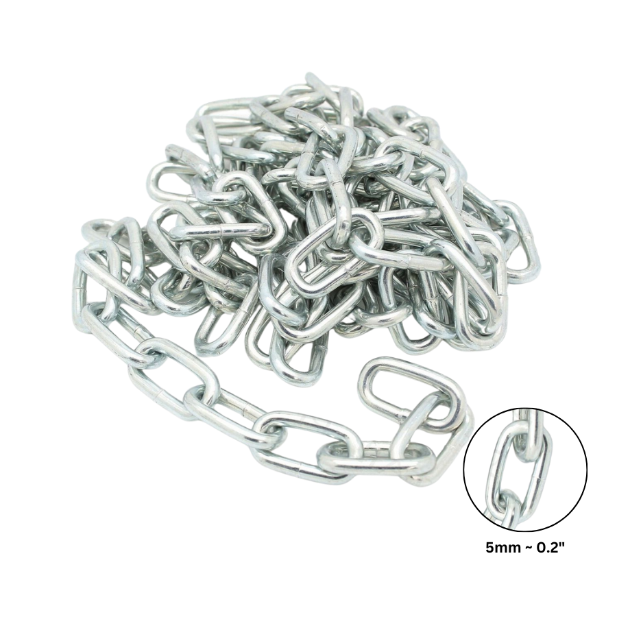 5mm Heavy Duty Steel Link Chain – By the Metre