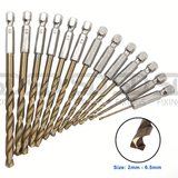 15-Piece HSS Drill Bit Set with 1/4" Hex Shank