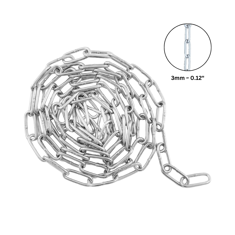 3mm Heavy Duty Steel Link Chain – By the Metre