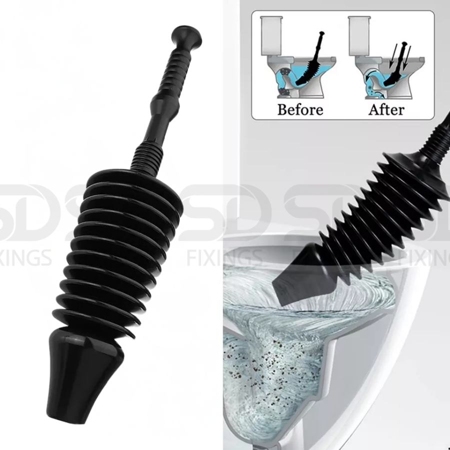 SDFIXINGS Flexible PVC Toilet Plunger – Powerful Drain & Pipe Unblocker
