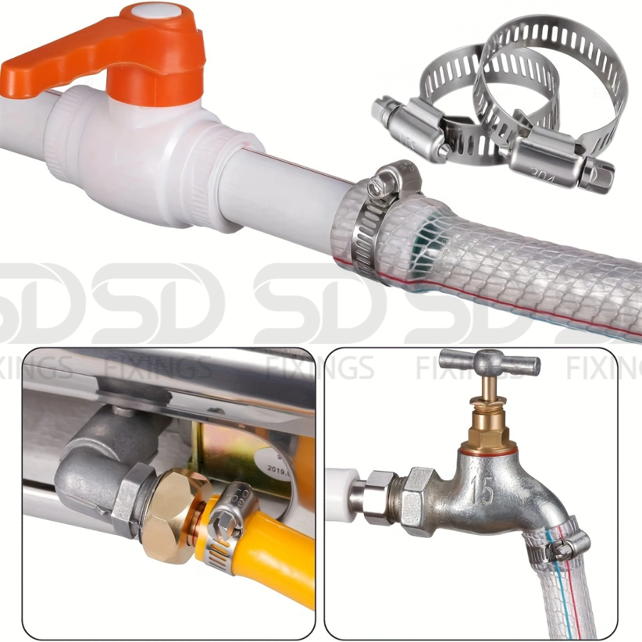 Adjustable Stainless Steel Jubilee Clips with Handle – Worm Drive Hose Clamps  6-12mm