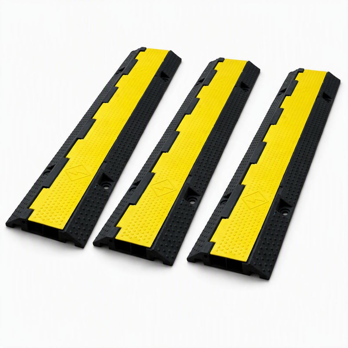 Heavy Duty 2 Channel Cable Protector, Wire Cover Ramp for Pedestrian and Cars