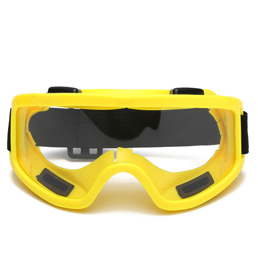 Safety Goggles Over Glasses (OTG) – Adjustable Strap Protective Eyewear | Black, Clear, Red, Yellow