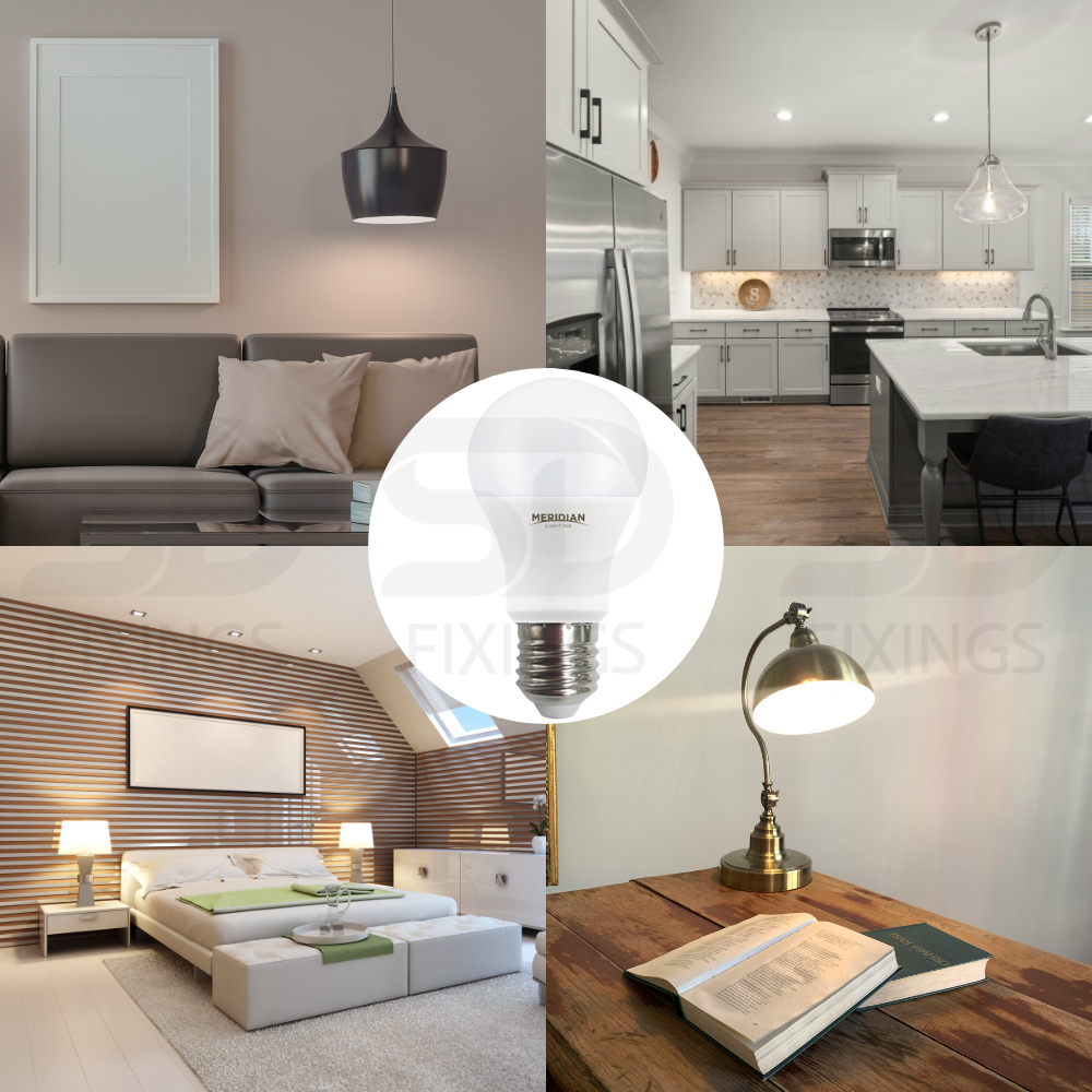 LED E27 Bulb 9.5W A60 GLS Lamp Pack of 2 60W Equivalent 3000K Warm White 806Lm Opal Energy Saving Dimmable