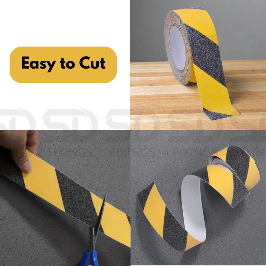Heavy Duty Black & Yellow 50mm x 10M Anti-Slip Hazard Tape