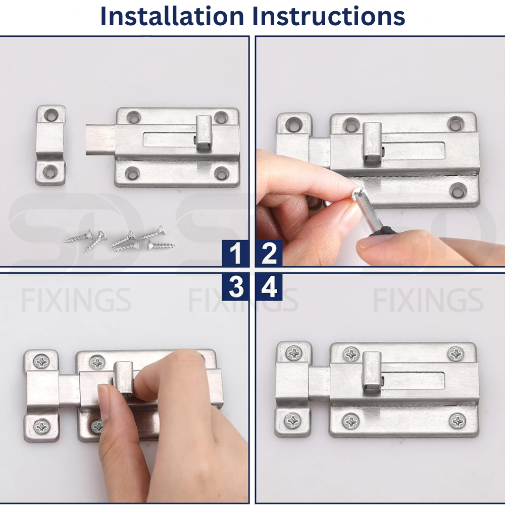4 Inch Flat Door Bolt 43x87mm – Heavy Duty Slide Latch for Internal & External Doors (Copy)