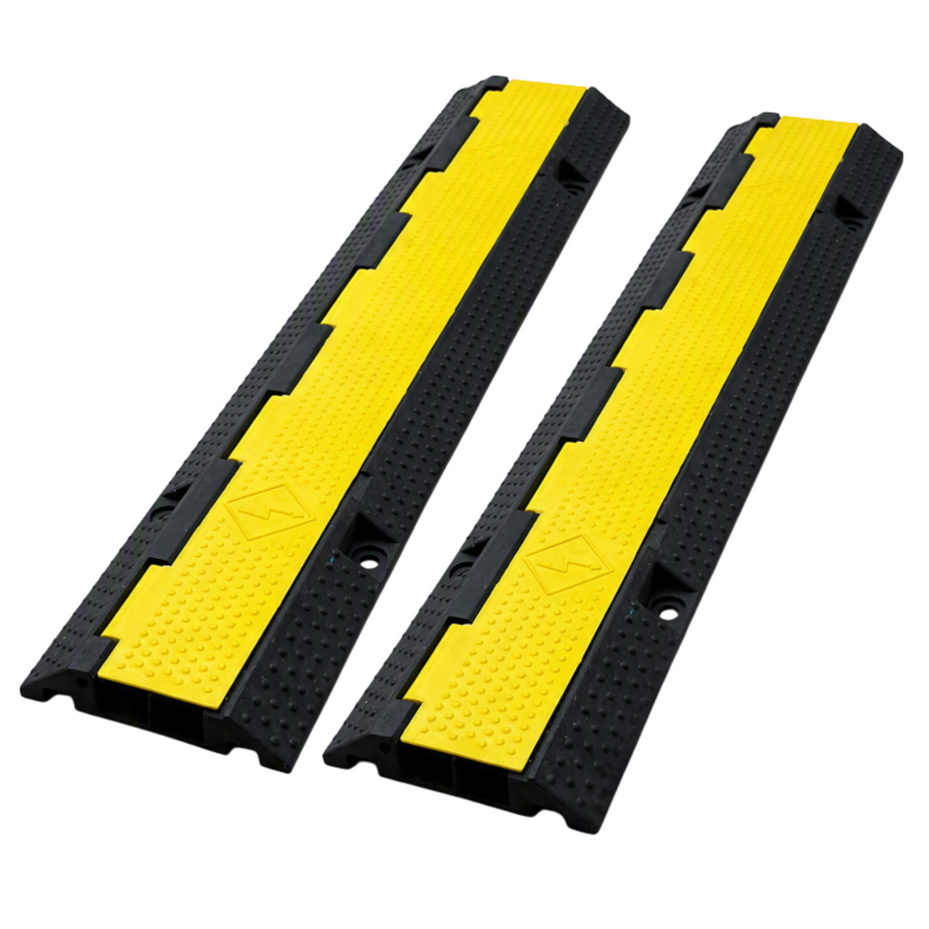 Heavy Duty 2 Channel Cable Protector, Wire Cover Ramp for Pedestrian and Cars