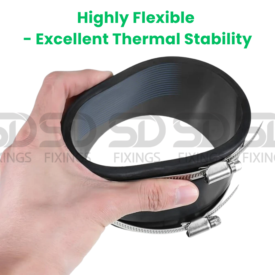 1.25-Inch Flexible Rubber Coupling - Fits 1-1/4” Plumbing, Drain, Waste & Vent Pipes