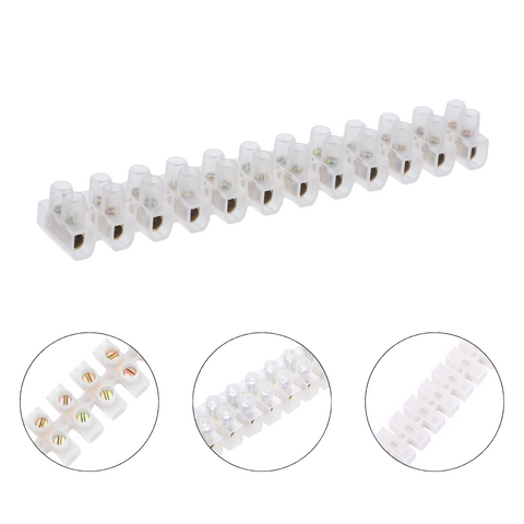 15A Connector Block Strip – 12 Way Terminal Strip for Electrical Wiring