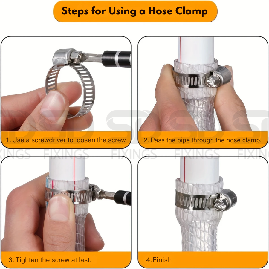 Adjustable Stainless Steel Jubilee Clips with Handle – Worm Drive Hose Clamps  6-12mm