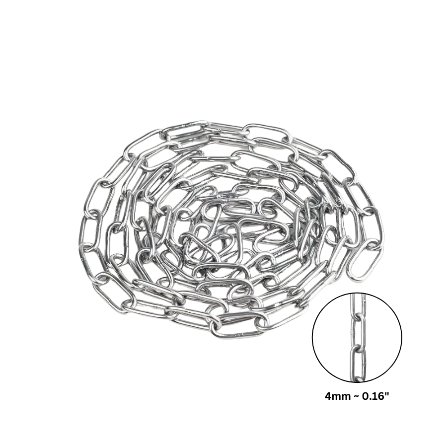 4mm Heavy Duty Steel Link Chain – By the Metre