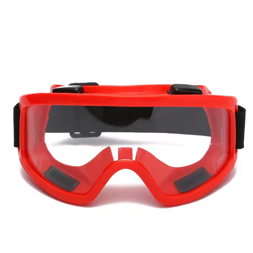 Safety Goggles Over Glasses (OTG) – Adjustable Strap Protective Eyewear | Black, Clear, Red, Yellow