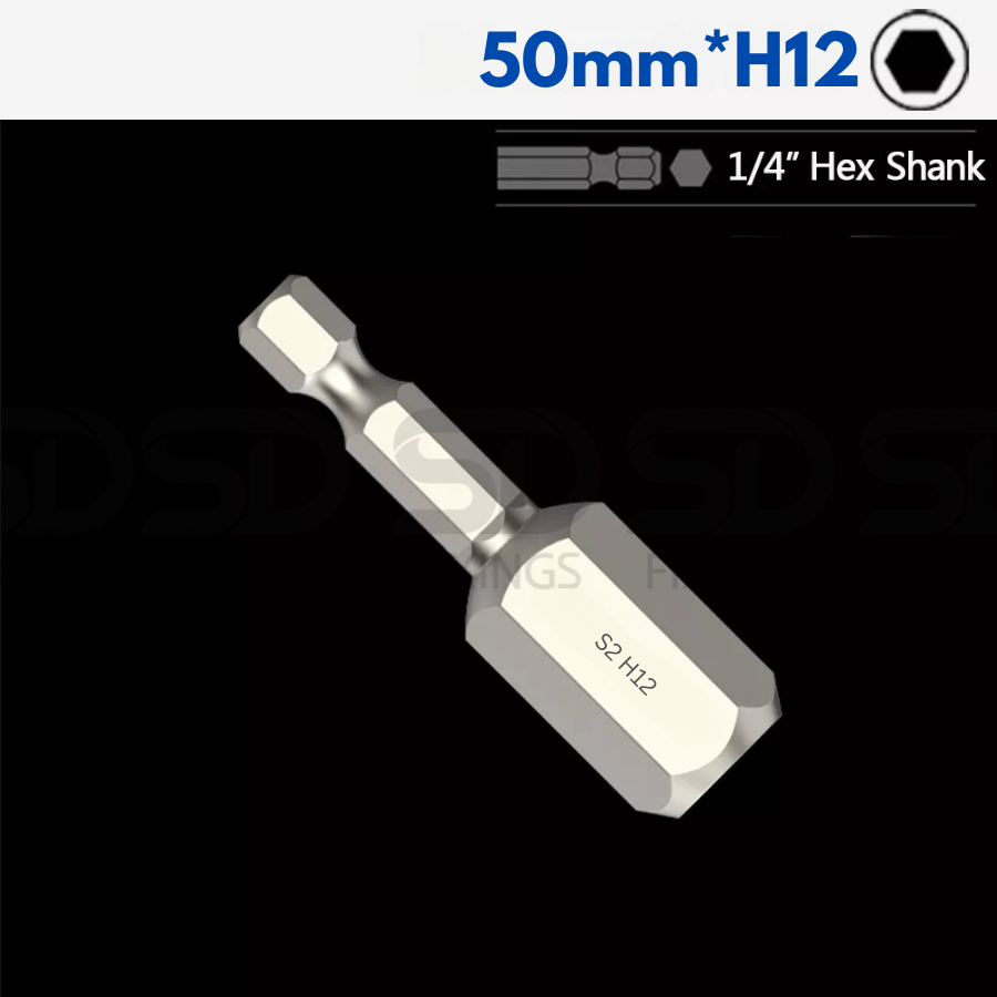 Screwdriver Bit 1/4" Hex 50mm - H1.5-H12