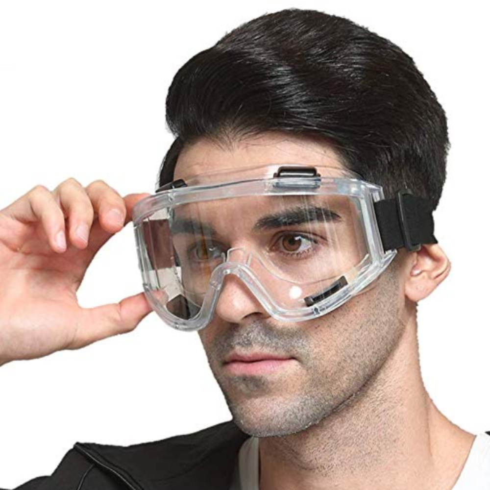 Safety Goggles Over Glasses (OTG) – Adjustable Strap Protective Eyewear | Black, Clear, Red, Yellow