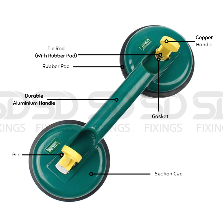 100kg Double Heavy Duty Suction Pad with Aluminum Handles Glass Puller