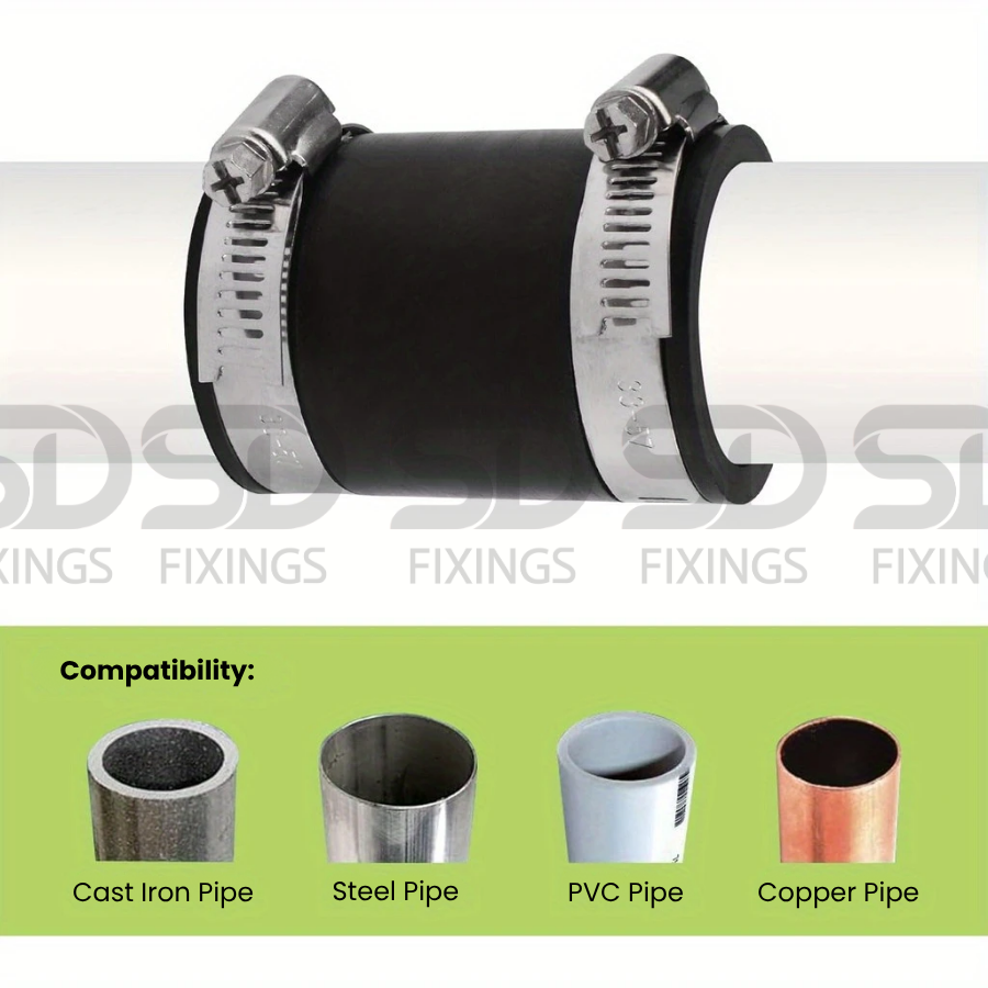 1.25-Inch Flexible Rubber Coupling - Fits 1-1/4” Plumbing, Drain, Waste & Vent Pipes