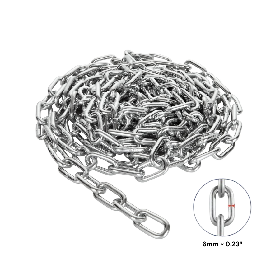 6mm Heavy Duty Steel Link Chain – By the Metre