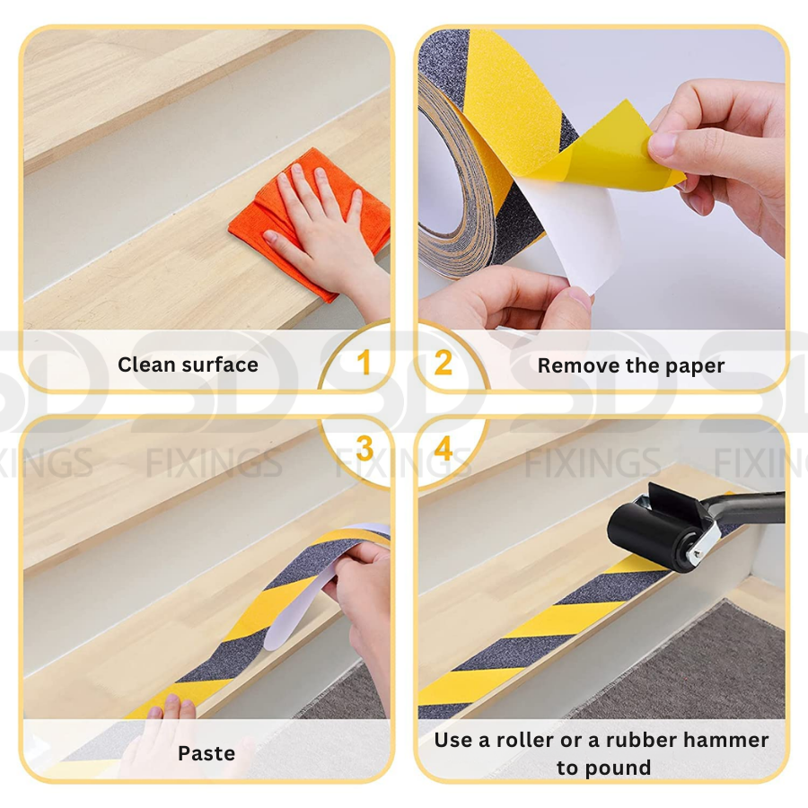 Heavy Duty Black & Yellow 50mm x 10M Anti-Slip Hazard Tape