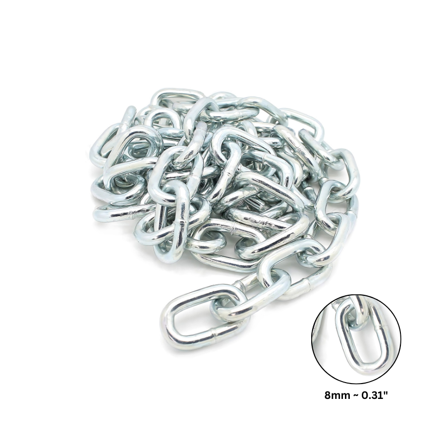 8mm Heavy Duty Steel Link Chain – By the Metre