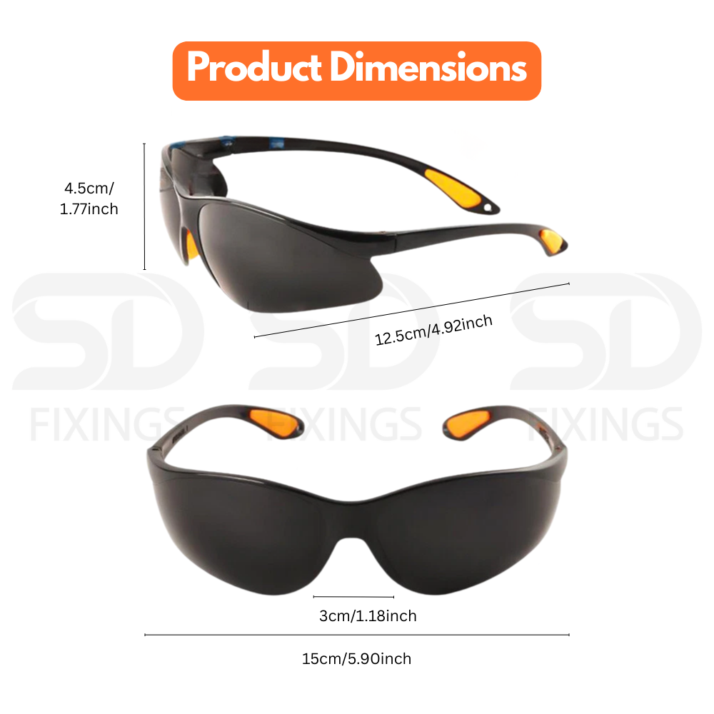 Safety Goggle Glass – Protective Eyewear (Clear / Black / Grey)