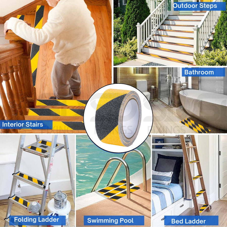 Heavy Duty Black & Yellow 50mm x 10M Anti-Slip Hazard Tape