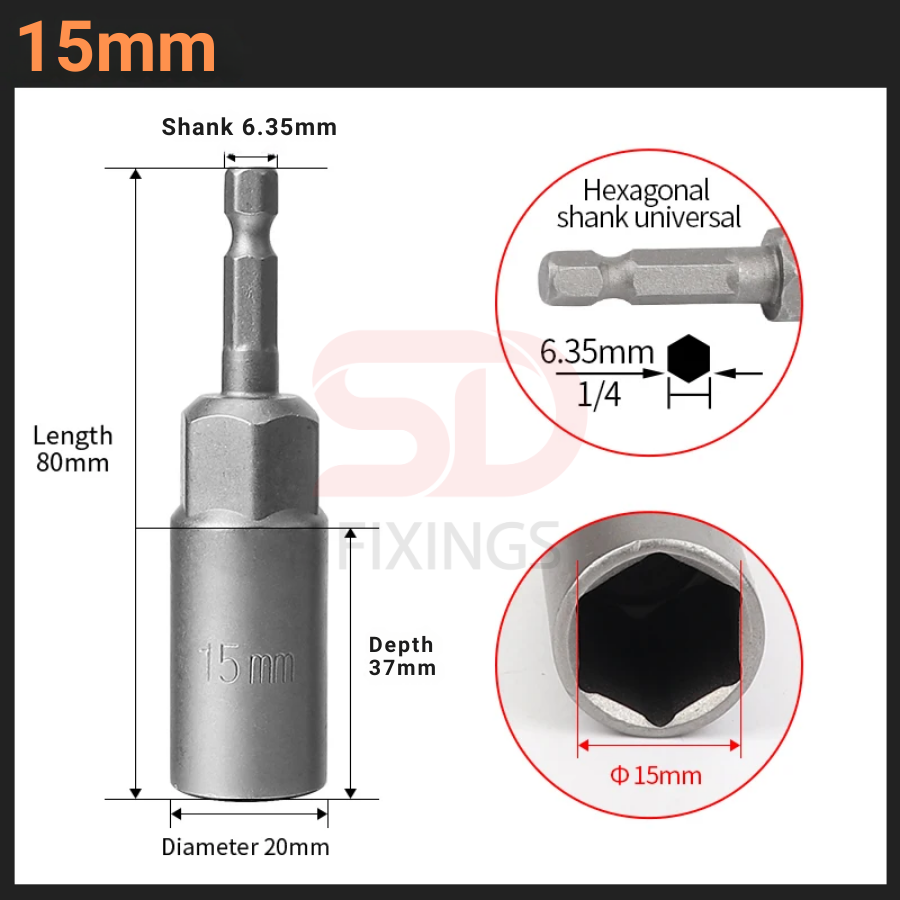 Deep Nut Driver 15x80mm