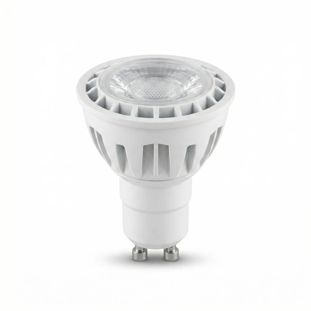 6W GU10 LED Spotlight Bulb, 3000K Warm White, Non-Dimmable COB LED with Lens Diffuser, AC175–250V – Meridian Lighting