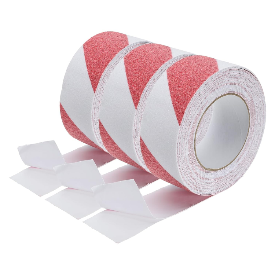 Heavy Duty White & Red 50mm x 10M Anti-Slip Hazard Tape