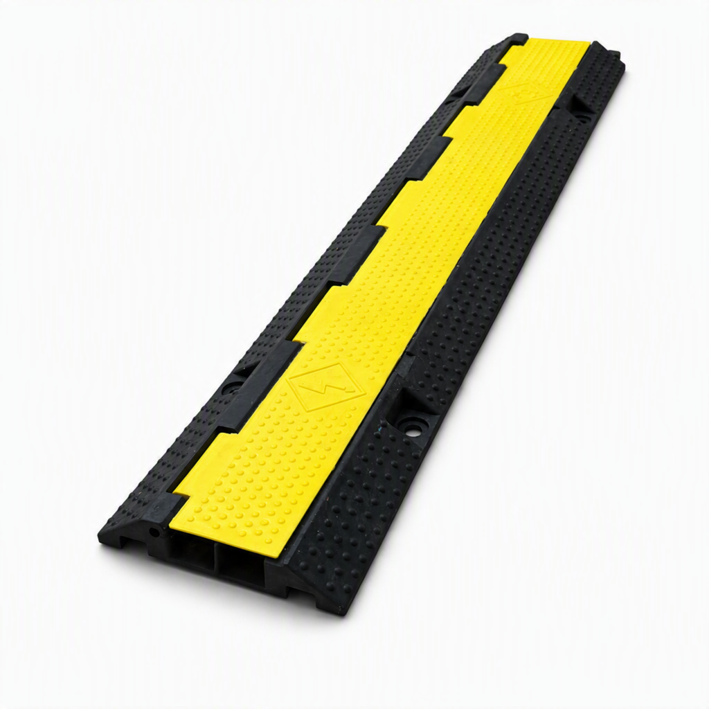 Heavy Duty 2 Channel Cable Protector, Wire Cover Ramp for Pedestrian and Cars