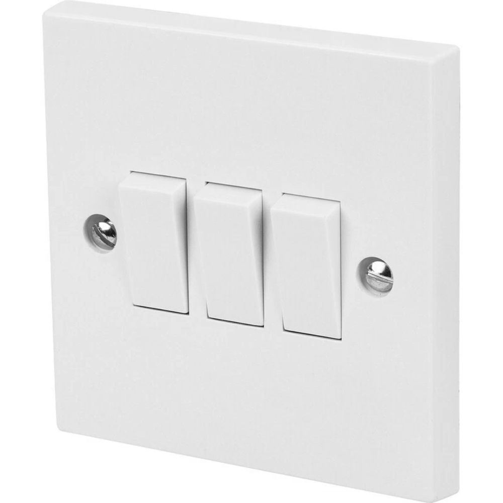 Light Switch 10A 3G 2 Way Set 45mm Back Box