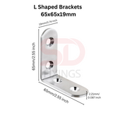 10 PCS Angle L Shaped Brackets 65x65x19mm