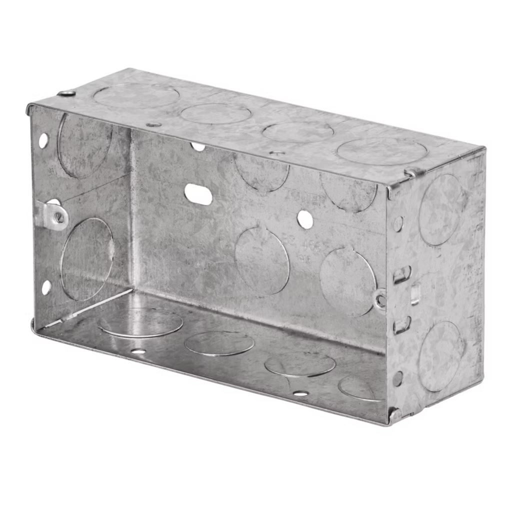 2-Gang Galvanised Steel Back Box 47mm