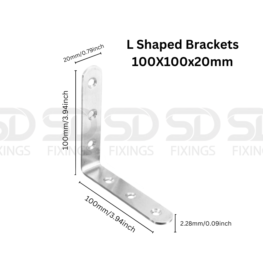 10 PCS Angle L Shaped Brackets 100x100x20mm