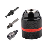 Keyless Drill Chuck With 3PCS Adaptors (1/4" Hex, SDS Plus, Square Adaptor)