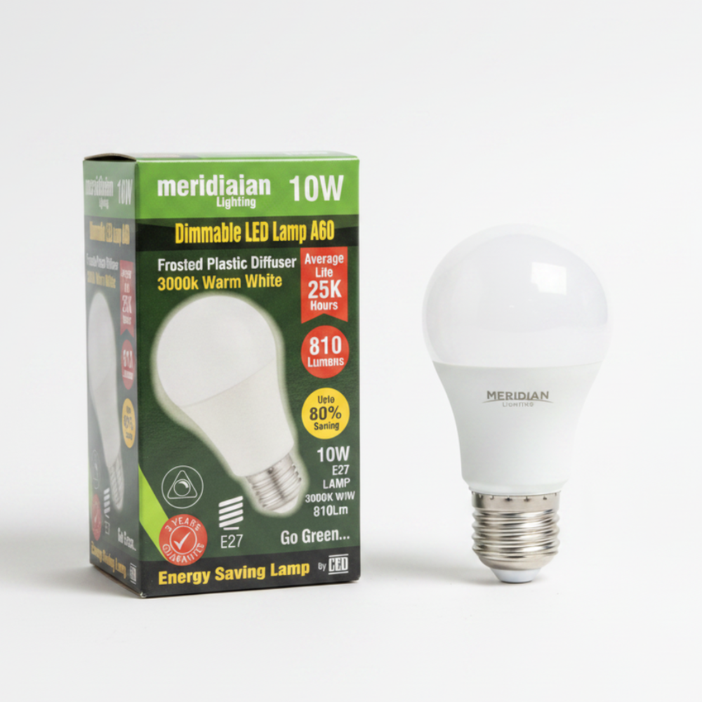 LED E27 Bulb 9.5W A60 GLS Lamp Pack of 2 60W Equivalent 3000K Warm White 806Lm Opal Energy Saving Dimmable