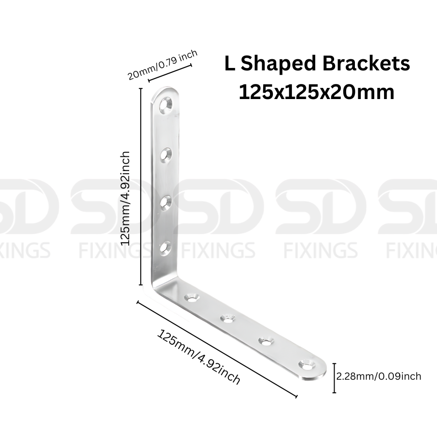 10 PCS Angle L Shaped Brackets 125x125x20mm
