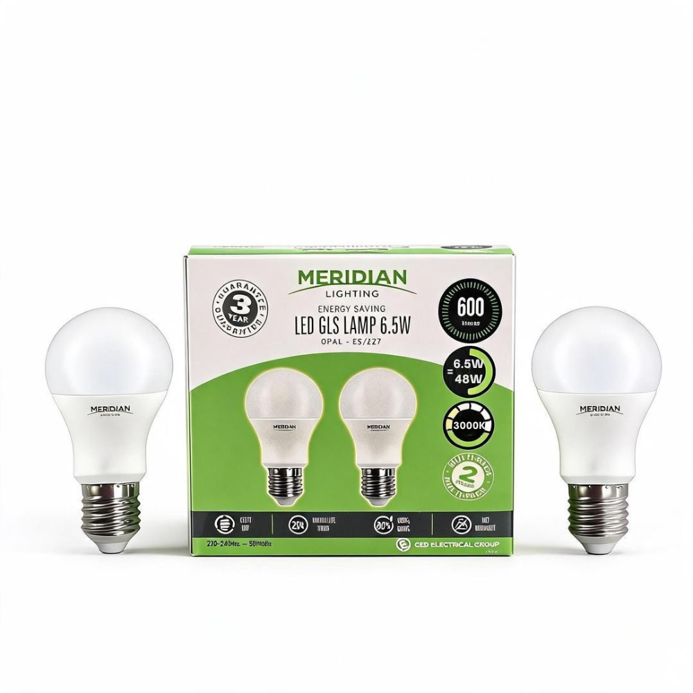 LED E27 ES GLS Bulb 6.5W Warm White 3000K 600 Lumens – Pack of 2 Non-Dimmable Light Bulbs for Home Lighting