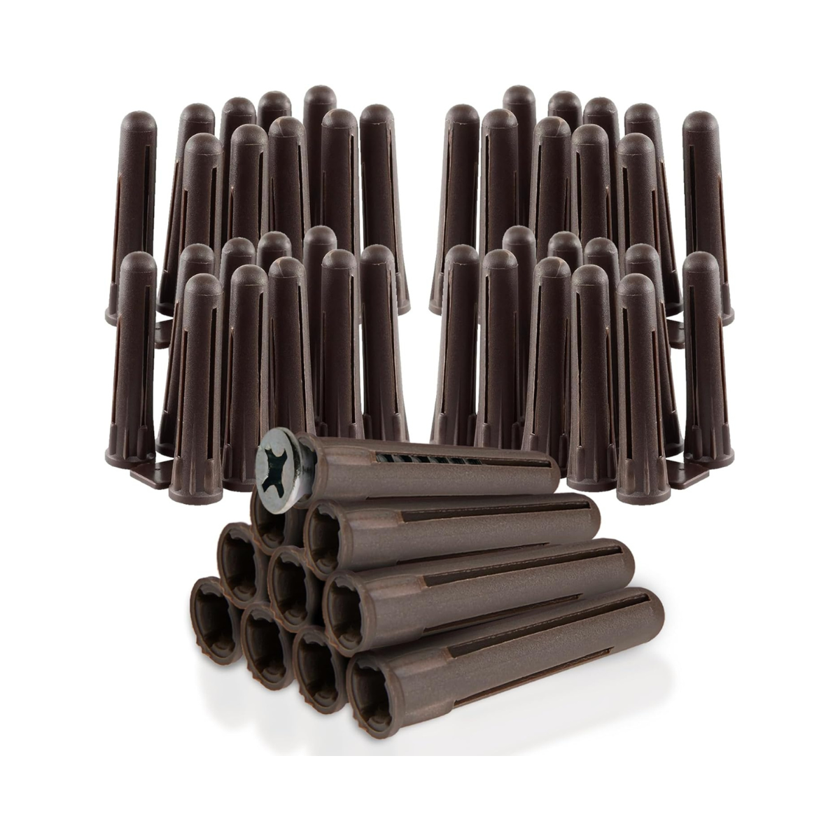 Brown Expansion Plugs (Bag of 200) – Wall Fixings for 10–14mm Screws | Heavy-Duty Rawl Plugs for Masonry, Brick & Concrete