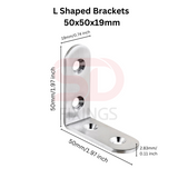 10 PCS Angle L Shaped Brackets 50x50x19mm