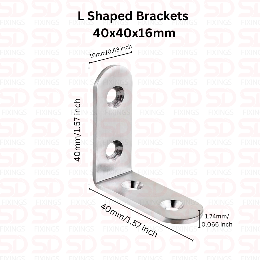 10 PCS Angle L Shaped Brackets 40x40x16mm