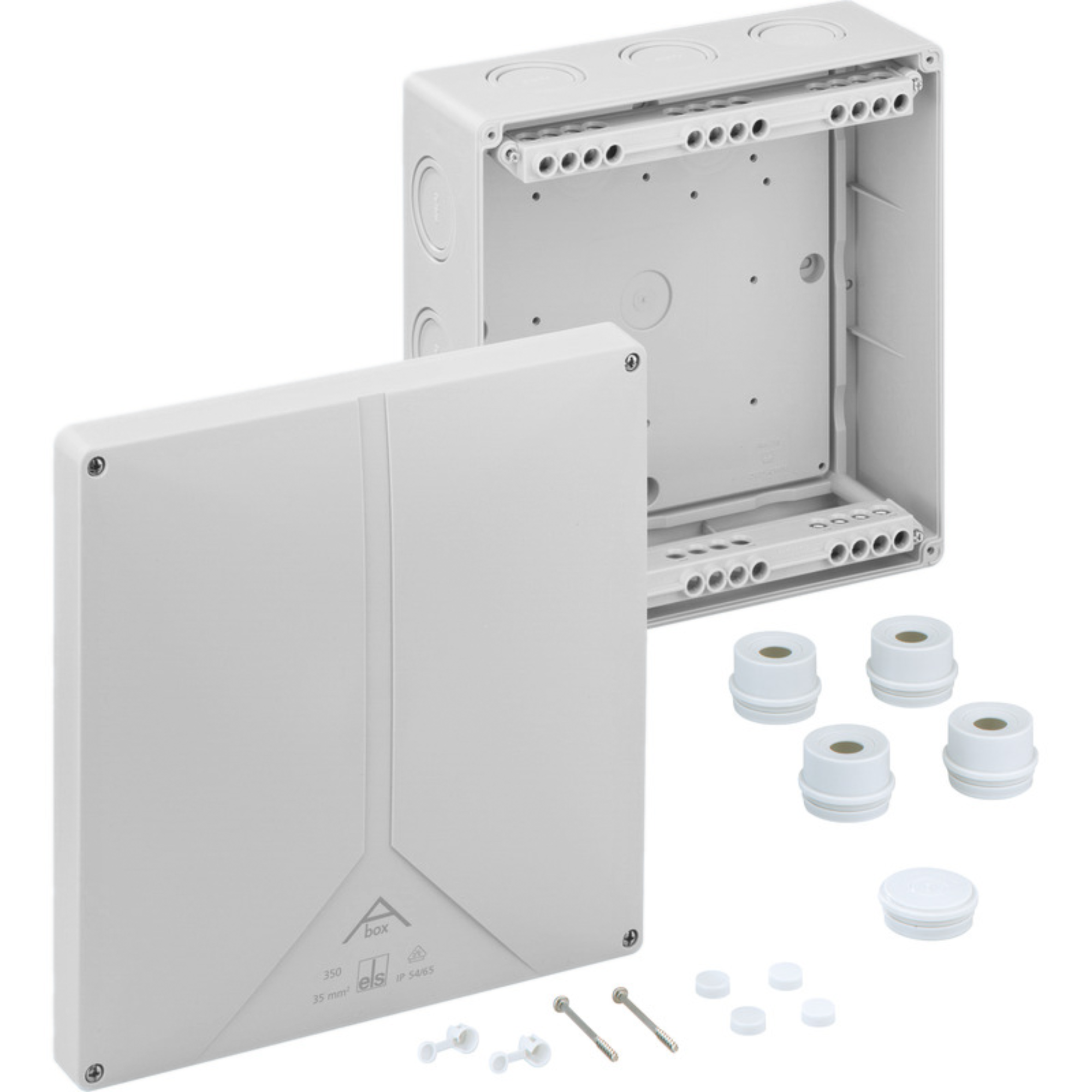 Abox 350-35² Junction Box | Grey Polycarbonate | 250×250×115mm | IP65/IP54