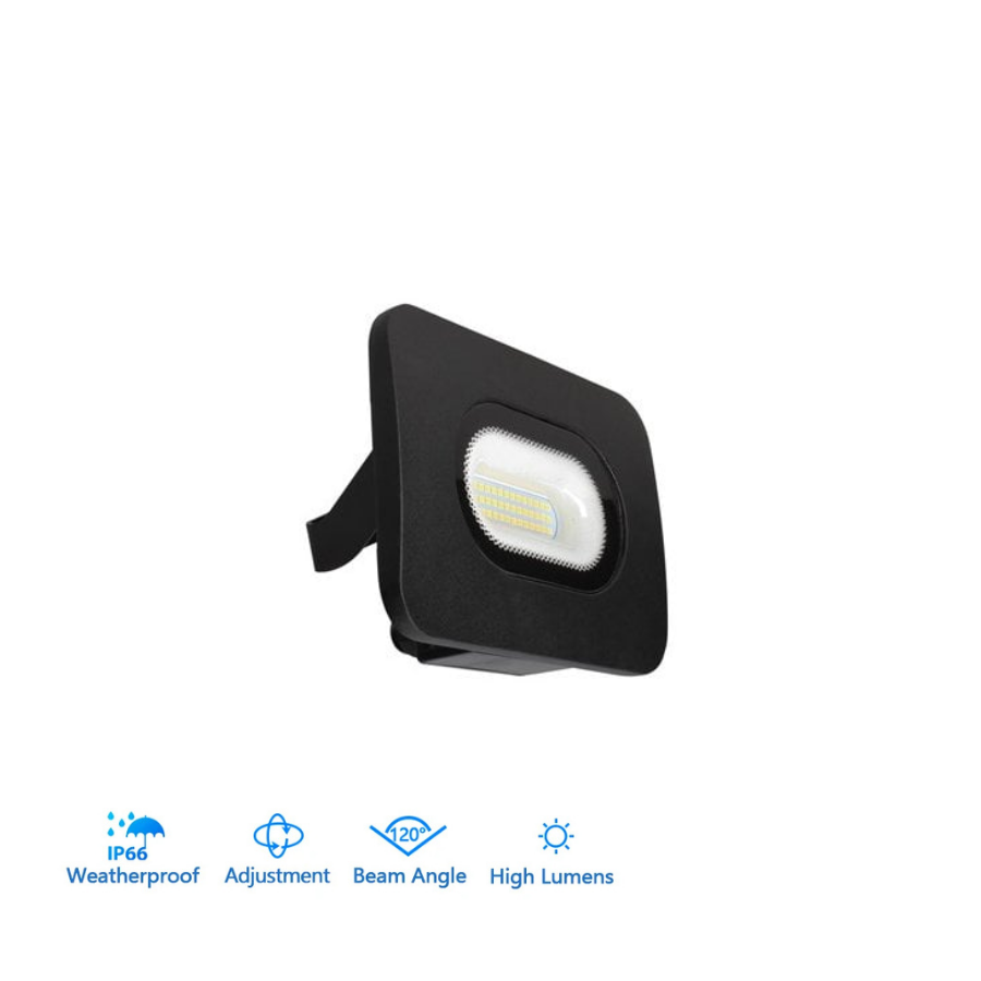 30W LED Slim Curved Floodlight with IP65 Integrated Junction Box – 2400Lm, 6500K