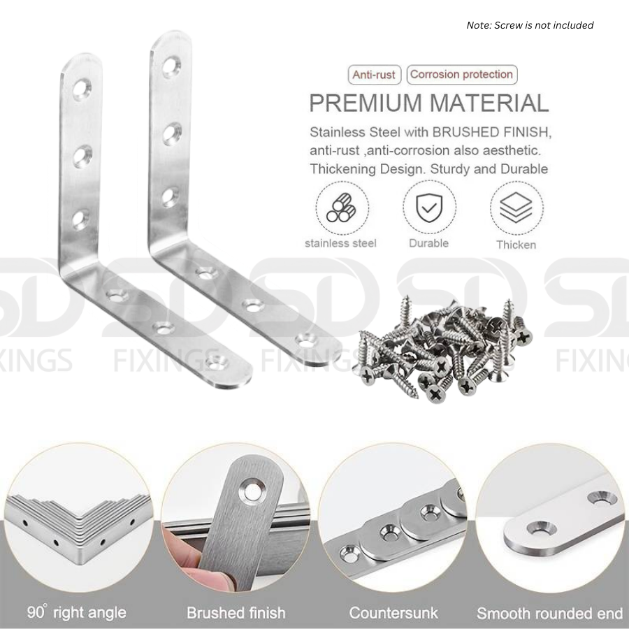 10 PCS Angle L Shaped Brackets 100x100x20mm