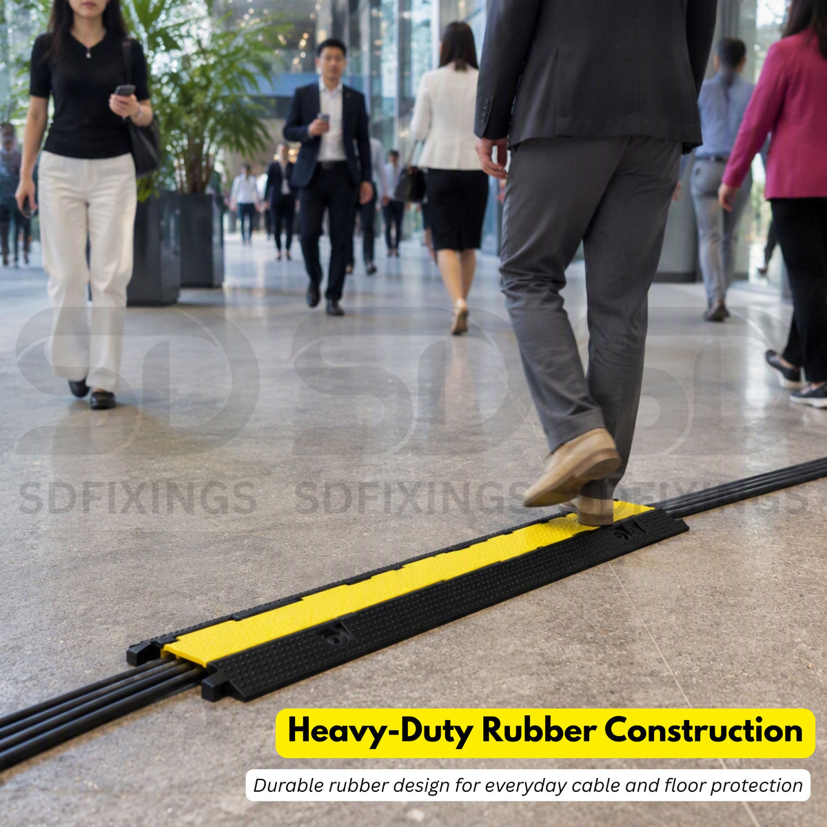 Heavy Duty 2 Channel Cable Protector, Wire Cover Ramp for Pedestrian and Cars