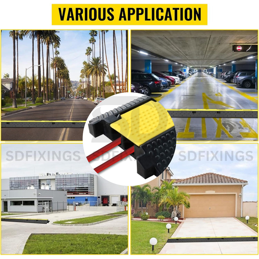 Heavy Duty 2 Channel Cable Protector, Wire Cover Ramp for Pedestrian and Cars