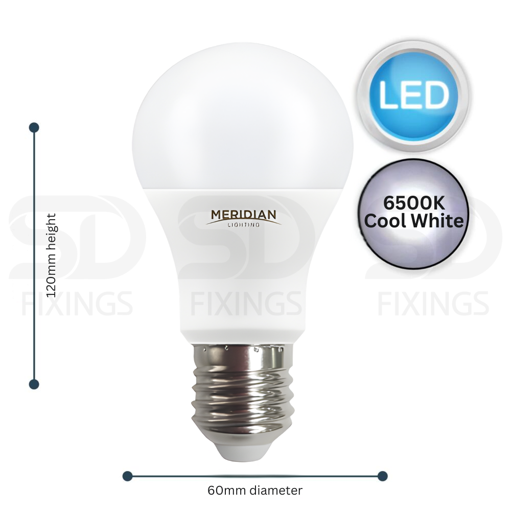 Dimmable LED A60 E27 Bulb 9.5W (6500K Cool White) – Model PES12CW/DIM
