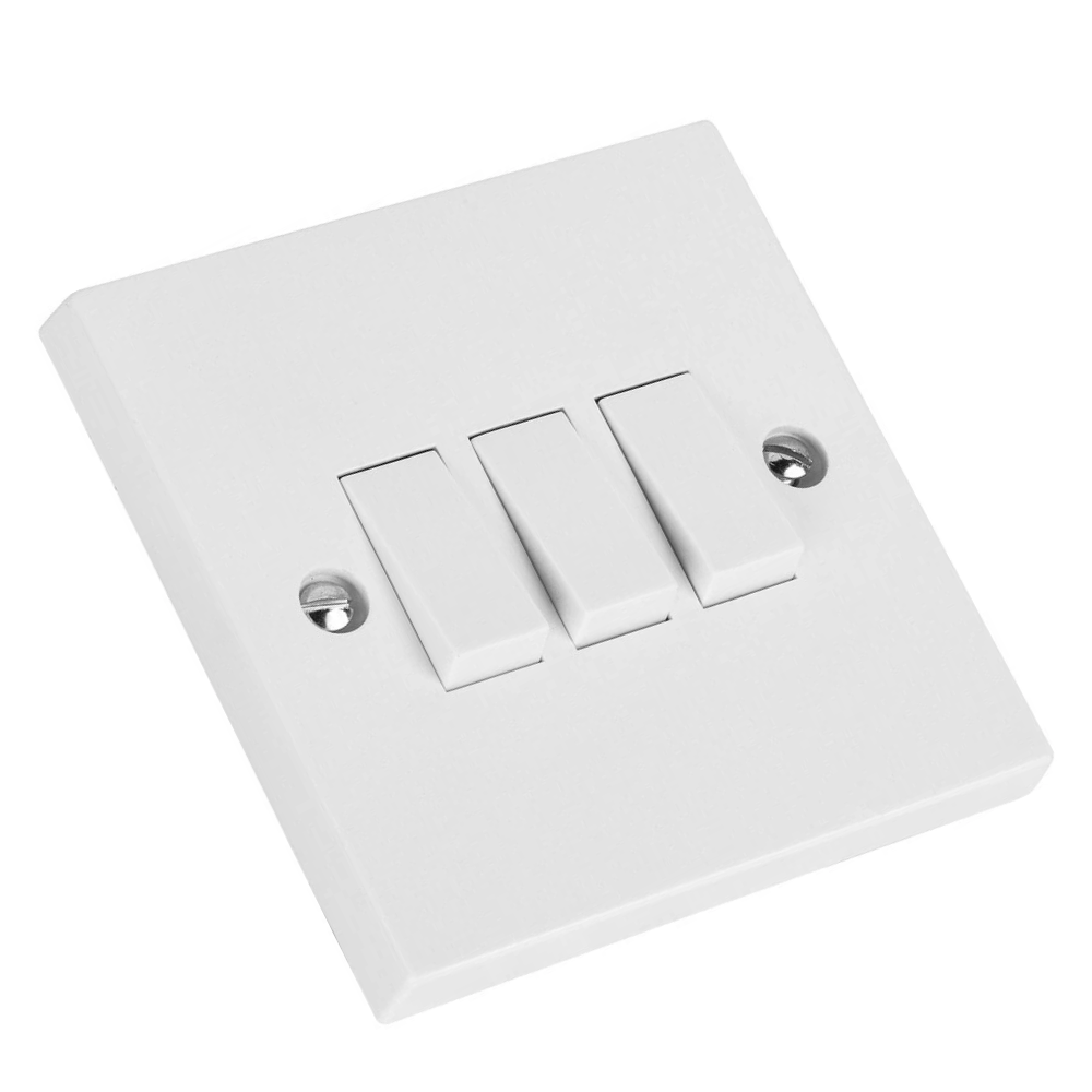 Light Switch 10A 3G 2 Way Set 45mm Back Box