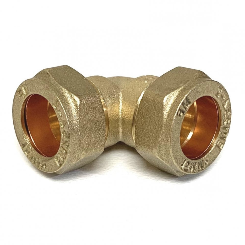 Compression Elbow 90° 35mm – Brass Plumbing Fitting | WRAS Approved | Hot & Cold Water Systems