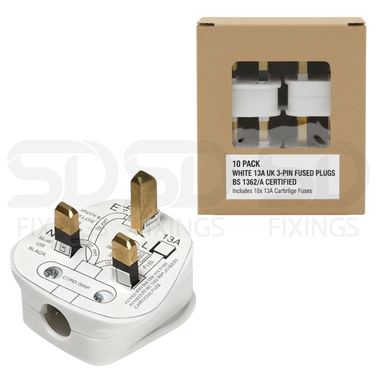 Axiom 13A Fused Mains Plug Top | 3-Pin UK Plug | BS1363