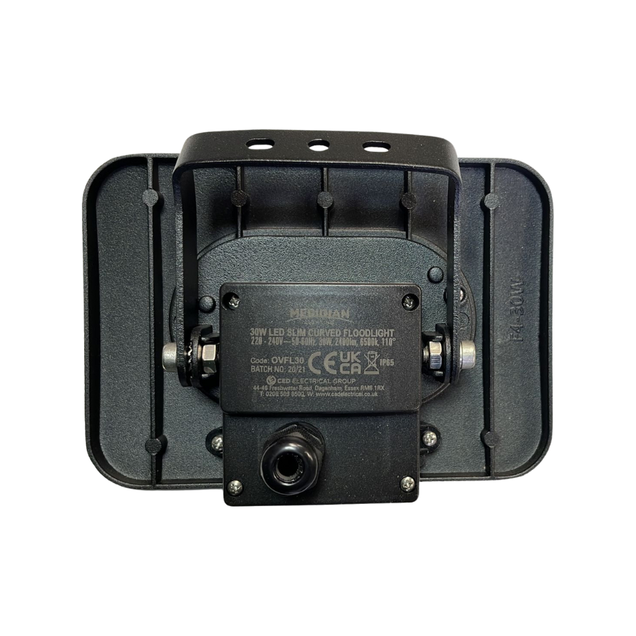 30W LED Slim Curved Floodlight with IP65 Integrated Junction Box – 2400Lm, 6500K